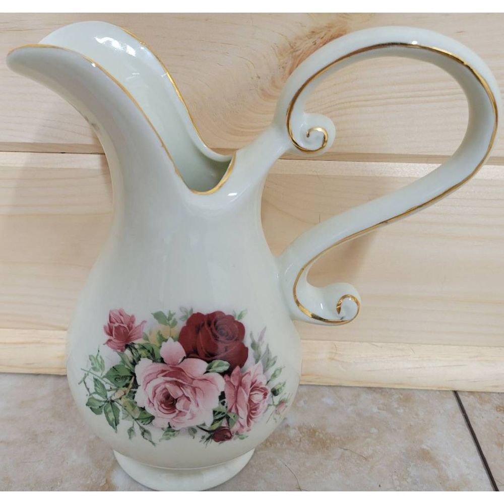 Vintage Formalities by Baum Bros. Rose Pitcher Trimmed with Gold - Picture 1 of 6